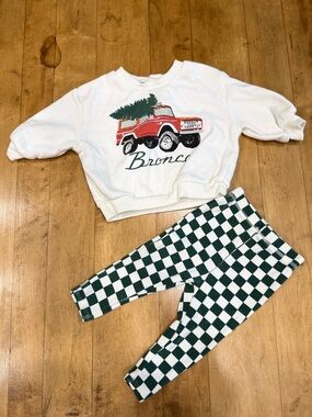 Ford Green and White Checkerboard Kids Leggings